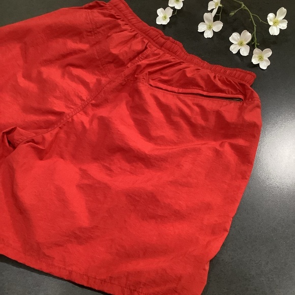 Speedo Paneled Red & Tan Logo Swim Trunks Paneled NWOT Yoked Back - Picture 7 of 12